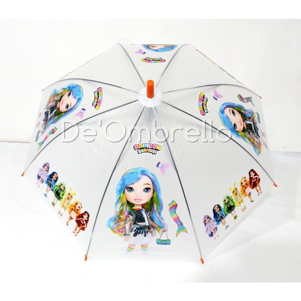 (007RSF)De'Ombrello! Payung PVC Anak Motif Rainbow Surprise Full Print