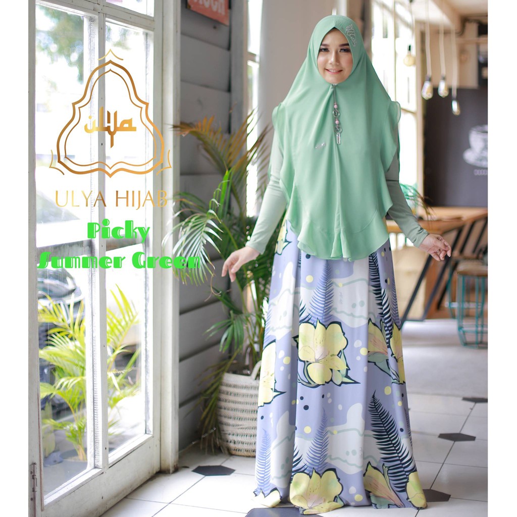 Ulya Hijab Gamis Syari Baju Muslim Wanita Picky Green