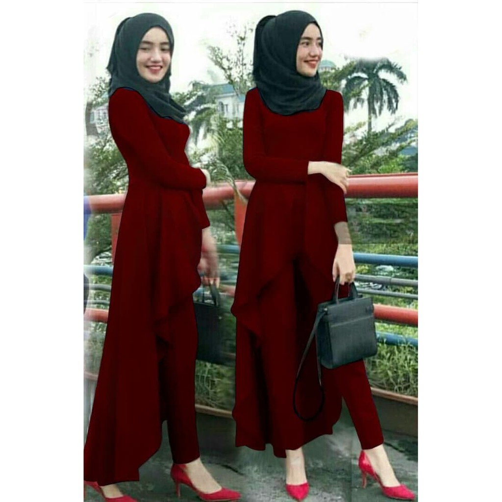 (Promo) Set Syari Polos Maxmara Lux Anayah Real Pic Haji Umroh Gamis Syari Hijab Syari Bahan Lembut