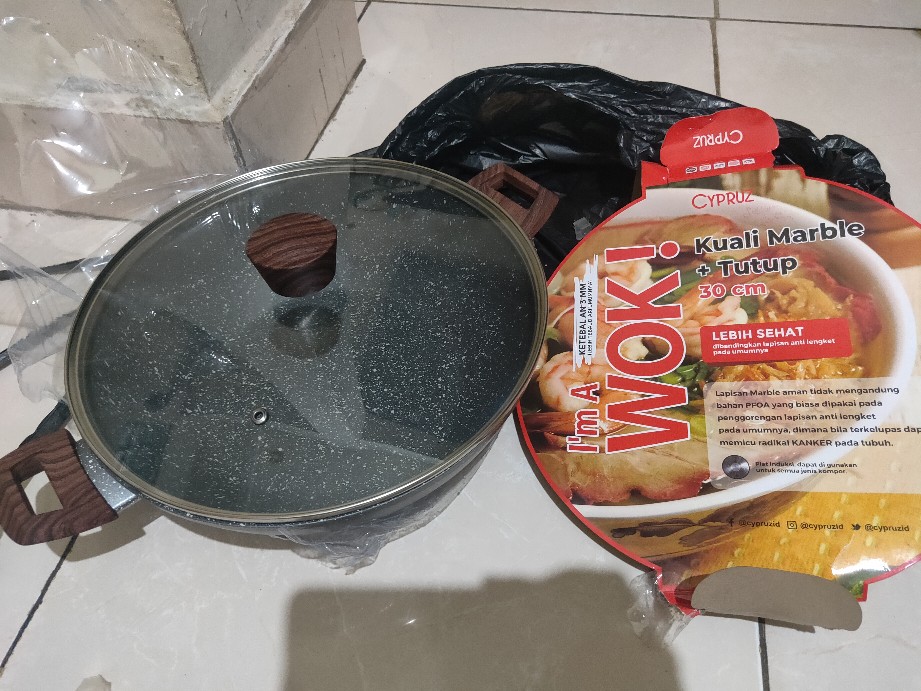 Cypruz Wok Kuali Marble Series + Lid (tutup) 30 Cm Ki-0650