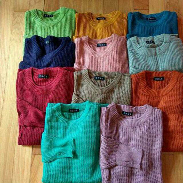 Roundhand sweater rajut ERGE tebal murah