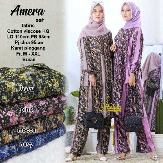 Amera Set baju atasan dan celana panjang karet pinggang