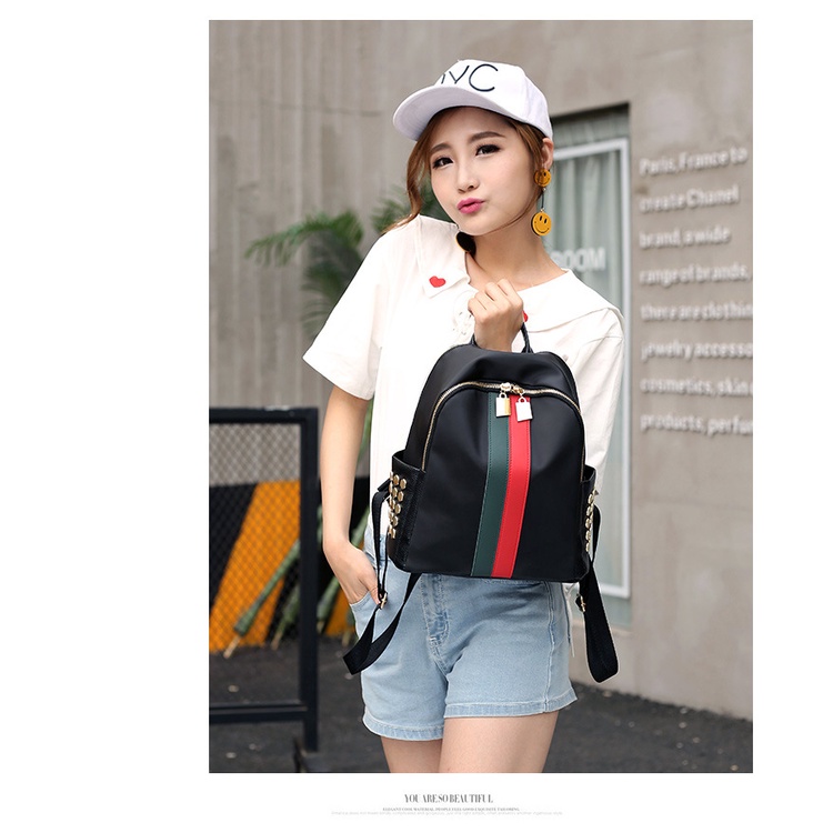 Satu7an T240 Tas Ransel Wanita Nilon Style Fashion Korea Hitam Tas Punggung Kantor Kerja Sekolah Kuliah Backpack Cewek Multifungsi