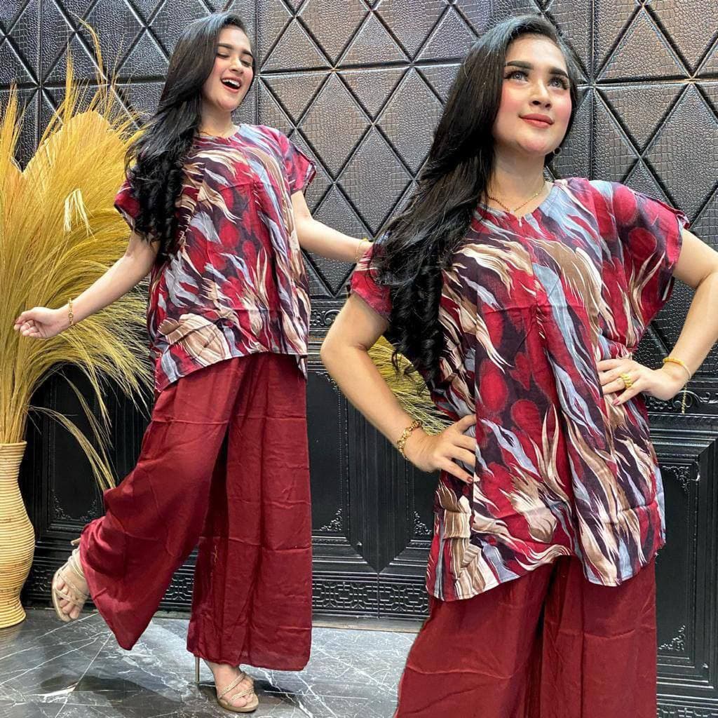 One Set Babydoll Kulot JUMBO Rayon Viscose Friendly Setelan Piyama Babydoll Rayon Viscose Friendly