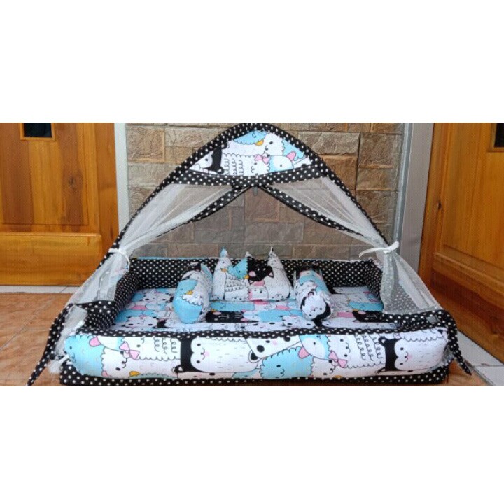 BEST-SELLER Kasur Bayi Kelambu dan-Tenda Motif Archery x Polkadot-navy CBNK 029 PLUS NON FURING-Persia