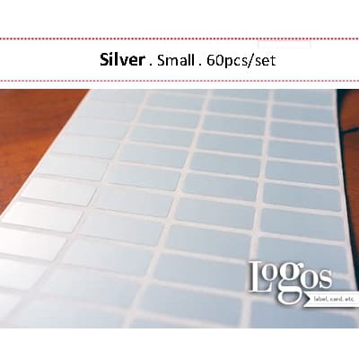 

TERLARIS!! Silver SMALL. Sticker label online shop, logo, merk, expire date, nama UNIK