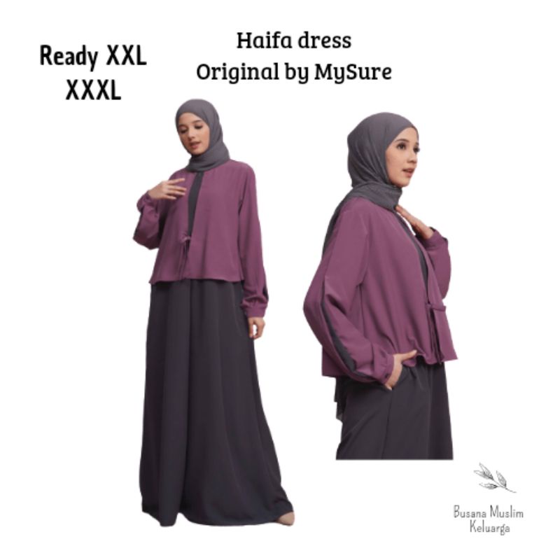 Haifa dress original by MySure, gamis terbaru, gamis jumbo, gamis dewasa, gamis kekinian, dress wani