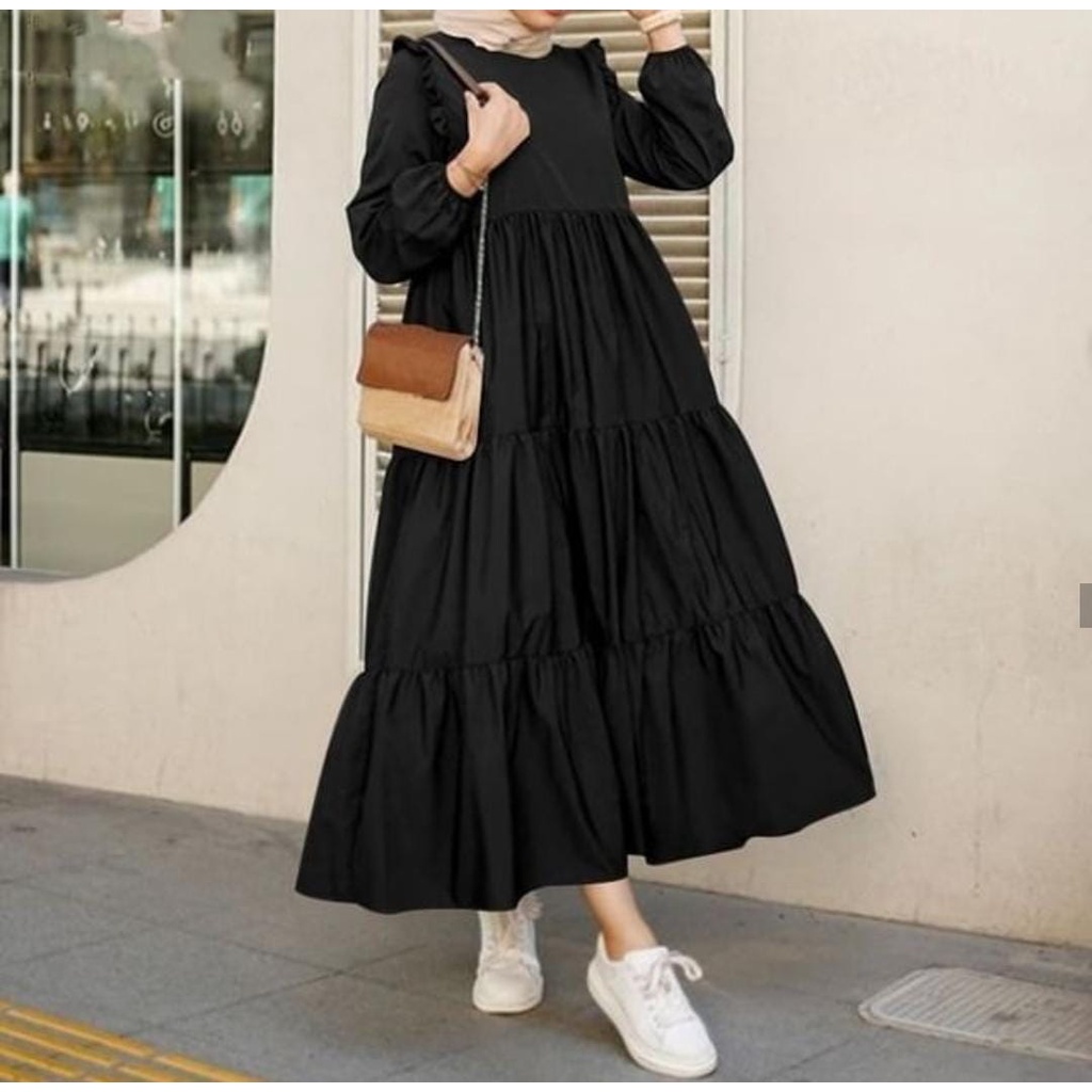 LABIBA MIDI DRESS WOLFIS POLOS MODEL REMPEL / MIDI DRESS POLOS / MIDI DRESS RUFFLE REMPEL / MIDI DRE