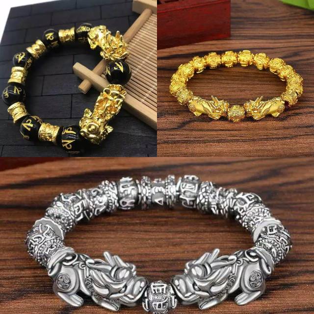 GELANG KEBERUNTUNGAN PIXIU BLACK OBSIDIAN 14MM IMPORT BERKUALITAS