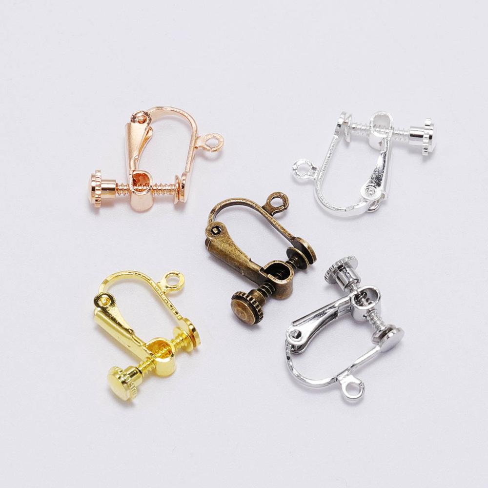 10pcs 15*13mm Brass Screw Ear Clip Earring Settings Rotate Pads Earring Findings Base Blank Bezel For Jewelry Making Supplies