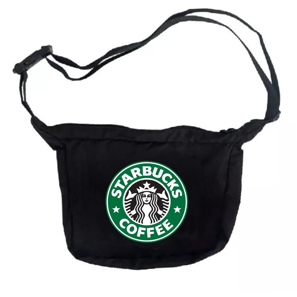 Tas Selempang / Slingbag Pria Dan Wanita Anti Air Semi Canvas - STARBUCKS