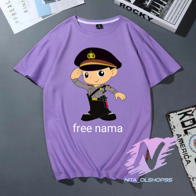 kaos anak kartun animasi polisi baju karakter anak polisi gratis nama