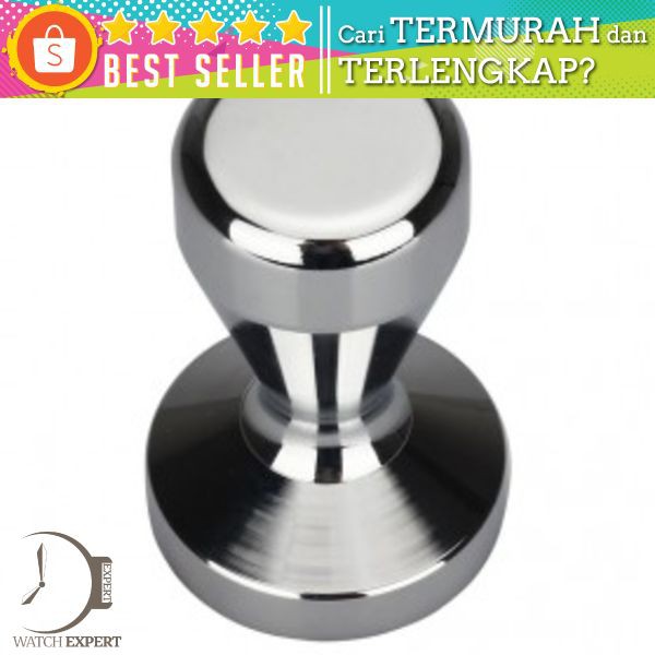 OneTwoCups Tamper Kopi Espresso Flat Stainless Steel Chrome Plated 50mm - SS51 - Silver