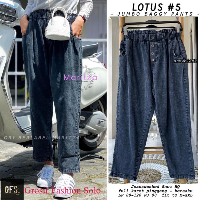 LOTUS #5 JUMBO BAGGY PANTS | CELANA JEANS SNOW | BY MARITZA | SANDRA BOYFRIEND JEANS JUMBO