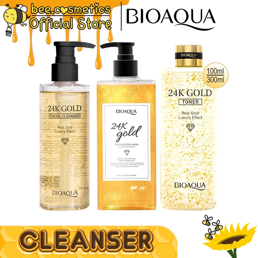 BIOAQUA FACIAL CLEANSER 24K GOLD / BIOAQUA BODY WASH 24K GOLD / BIOAQUA TONER 24K GOLD 100ML-300ML