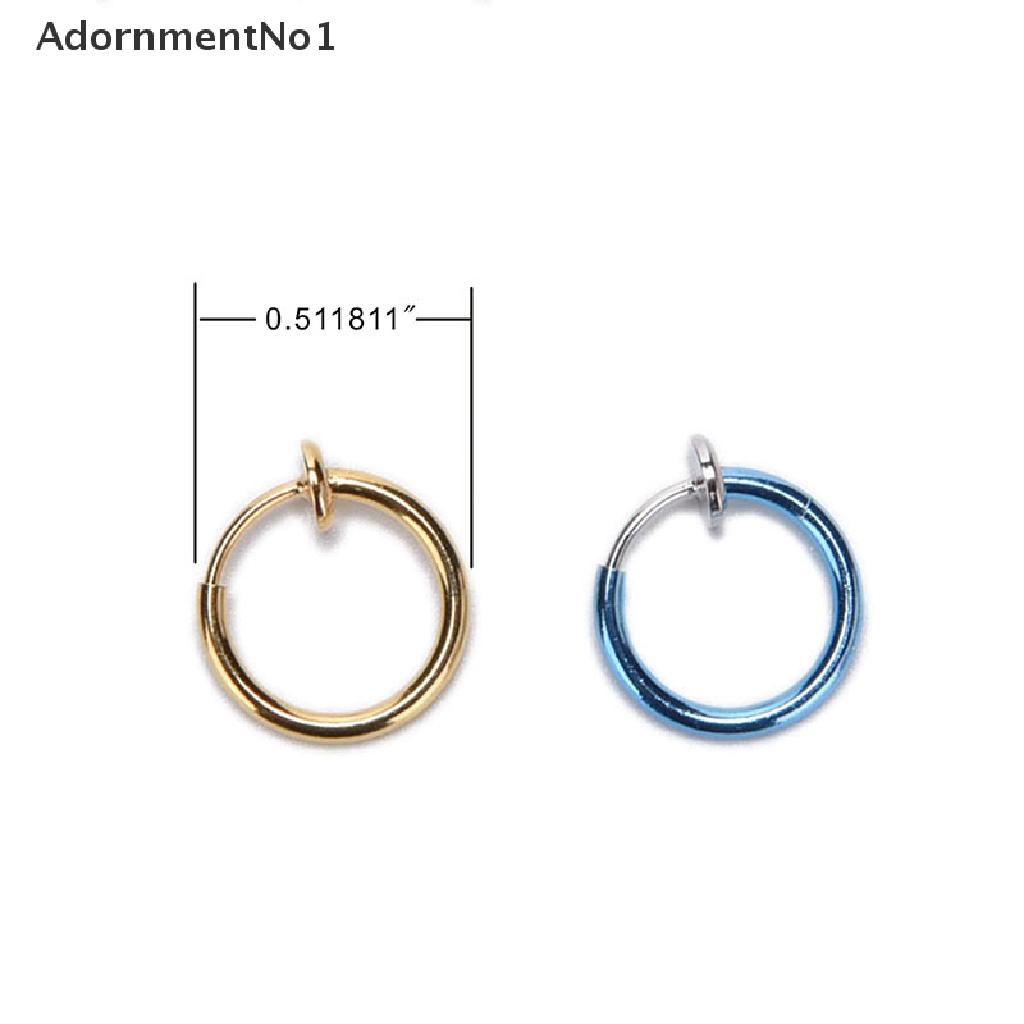 (AdornmentNo1) 2pcs / Set Anting Tindik Palsu Model Klip On Gaya Punk Untuk Unisex / Pria / Wanita