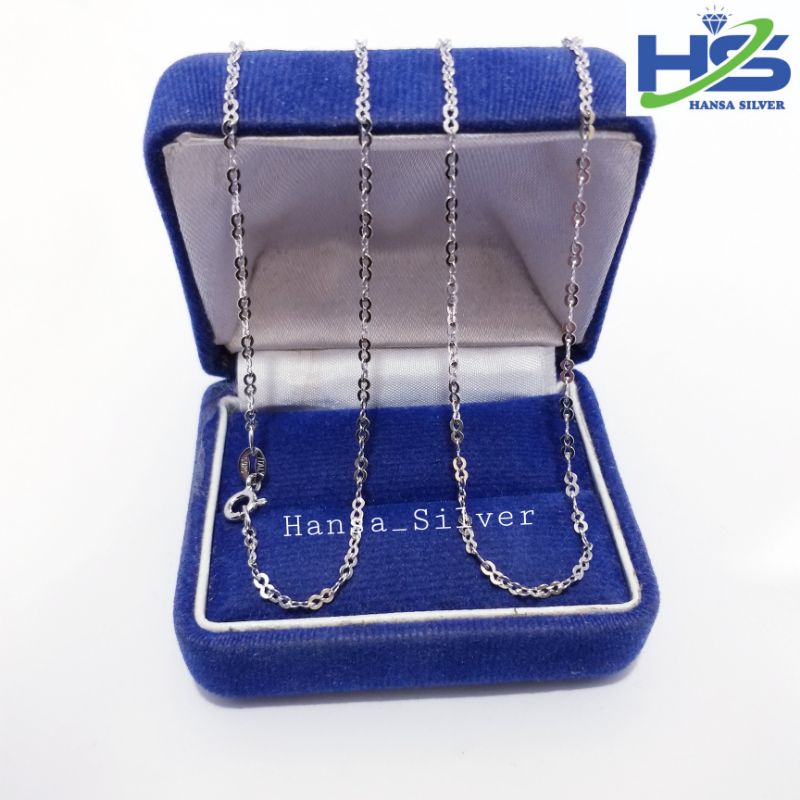 Kalung Perak Wanita Silver Asli 925 Lapis Emas Putih Model Rantai Angka Delapan - Kalung Wanita Anti Karat