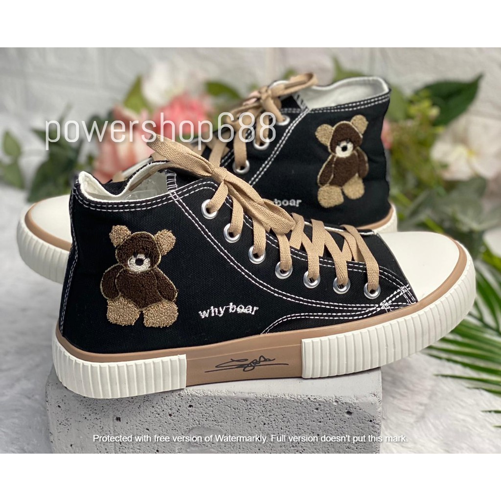 Import Sepatu Kanvas Pria Wanita Model Tinggi Full Bear Ukuran 36-44