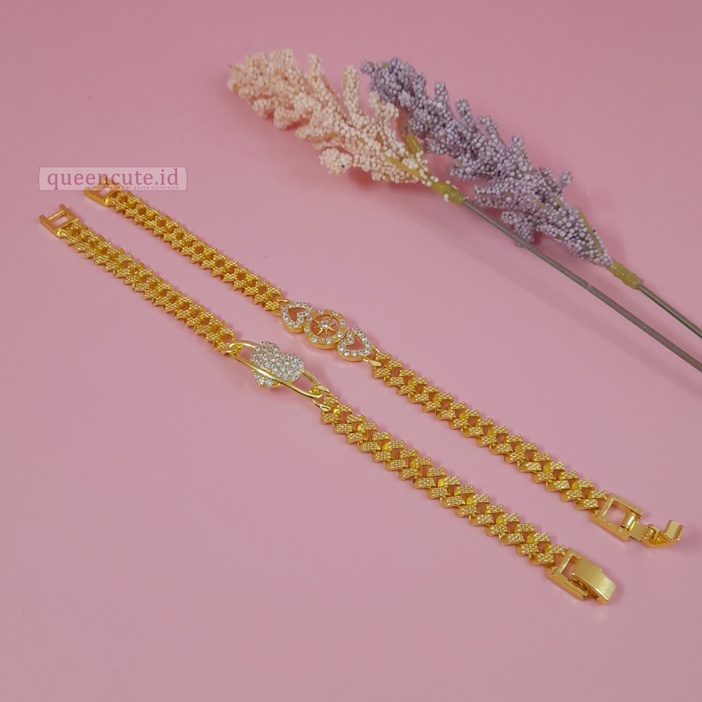 gelang tangan wanita lapis emas permata | gelang tangan antikarat emas permata | gelang impor korean