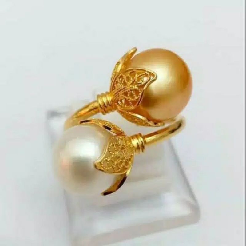 cincin perak lapis emas kuning | cincin perak mutiara tawar