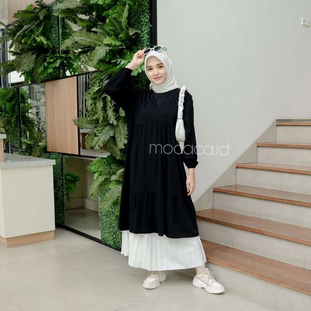 Dress Polos Premium polos katun rayon twill hijau sage bw broken white hitam putih tulang