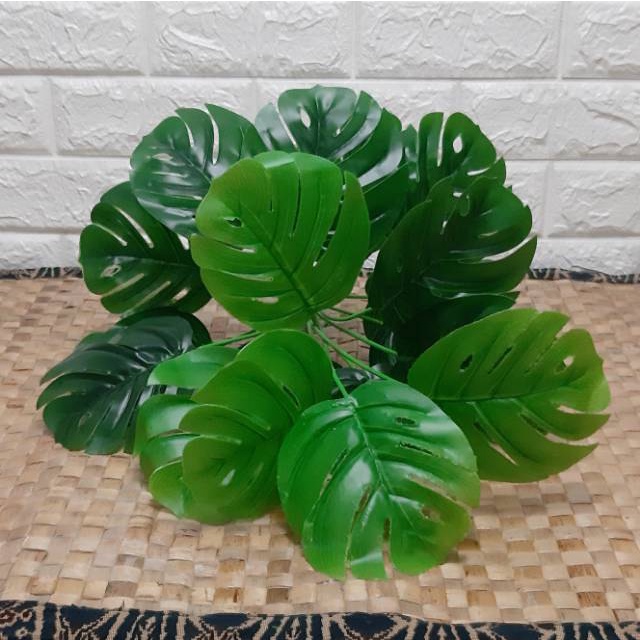 TANAMAN PLASTIK LATEX DAUN MONSTERA B8156 HIAS D18T48 HOME DECOR BUNGA PLASTIK