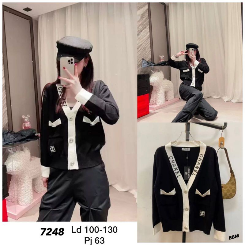cardigan rajut chanel import 7248 rajut import