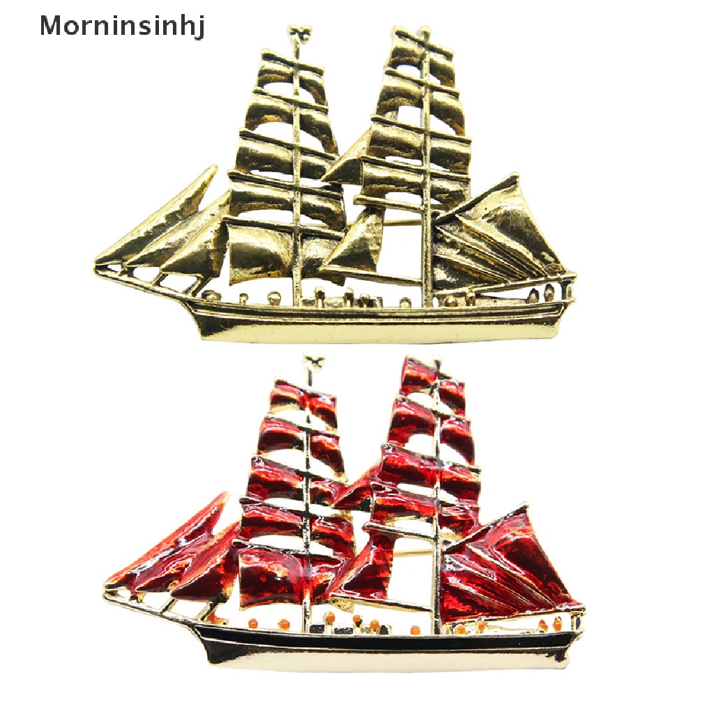 Mornin Fashion Kristal Enamel Vintage Perahu Pin Bros Kerah Lapel Lencana Perhiasan Hadiah id