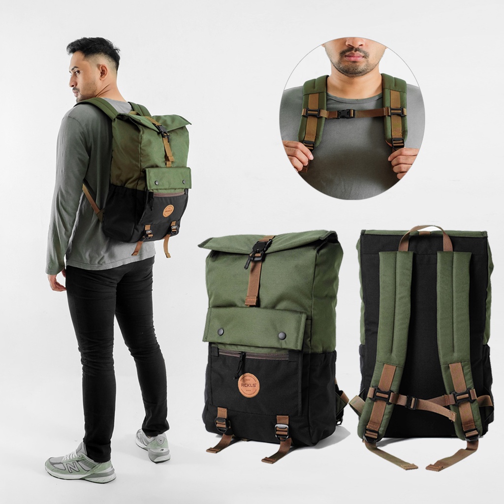 RCKLS. Tas Backpack Ransel Cordura Army Black I Unisex