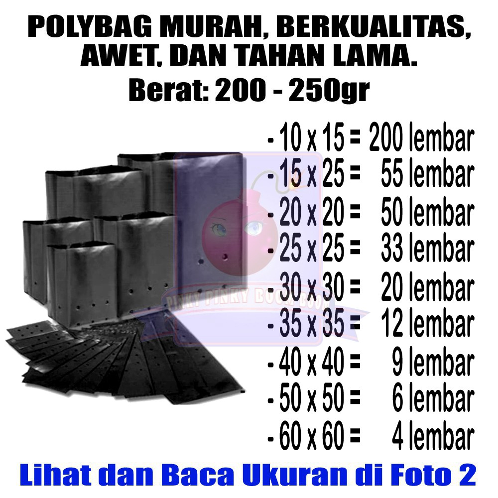 Polybag Product Terlaris ! Polybag Polibag Polibeg Polibek Kantong Tanaman Plastik Tanaman PB2