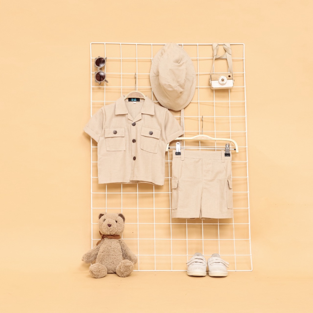 DEZATA Set Safari - Setelan Anak 1-6 Tahun Setelan Outing Anak Setelan Baju Celana Dan Topi Anak Laki-laki Dan Perempuan