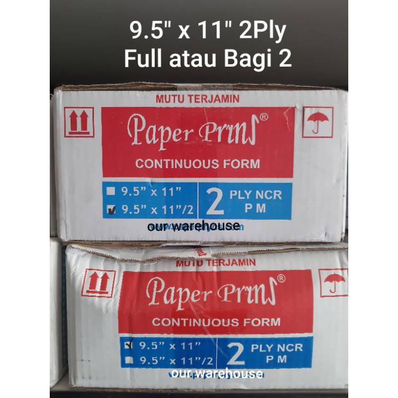 

Kertas Komputer K2, Continuos Form 9,5x11" 2Ply Full atau Bagi 2 atau Bagi 4 Wartel Paper Prins PaperPryns Paperprint