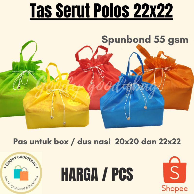Tas Serut Polos Spunbond Box Nasi Kotak 22x22 Souvenir Hajatan Syukuran Tahlilan Murah