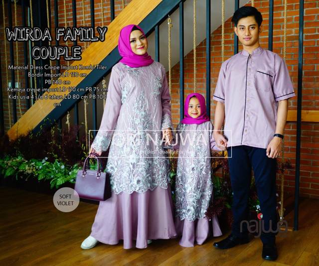 Couple set keluarga ayah ibu anak couple gaun brukat tutu dan kemeja lengan panjang Couple Wirda