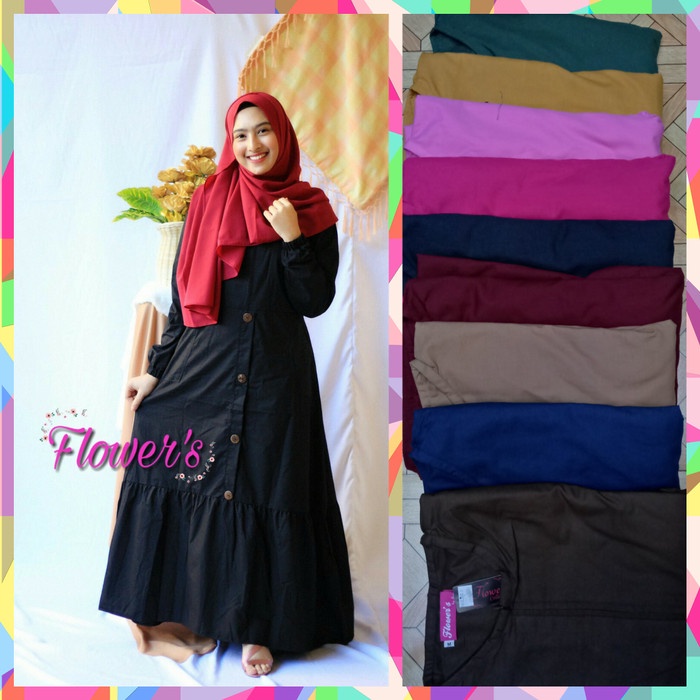 Gamis Hitam Polos Terbaru Remaja Dewasa Katun Jepang Uk S-Xl Terbaru