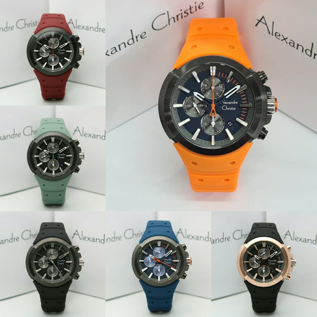 JAM TANGAN PRIA ALEXANDRE CHRISTIE AC 6566 / AC6566 RUBBER CHRONO ORIGINAL