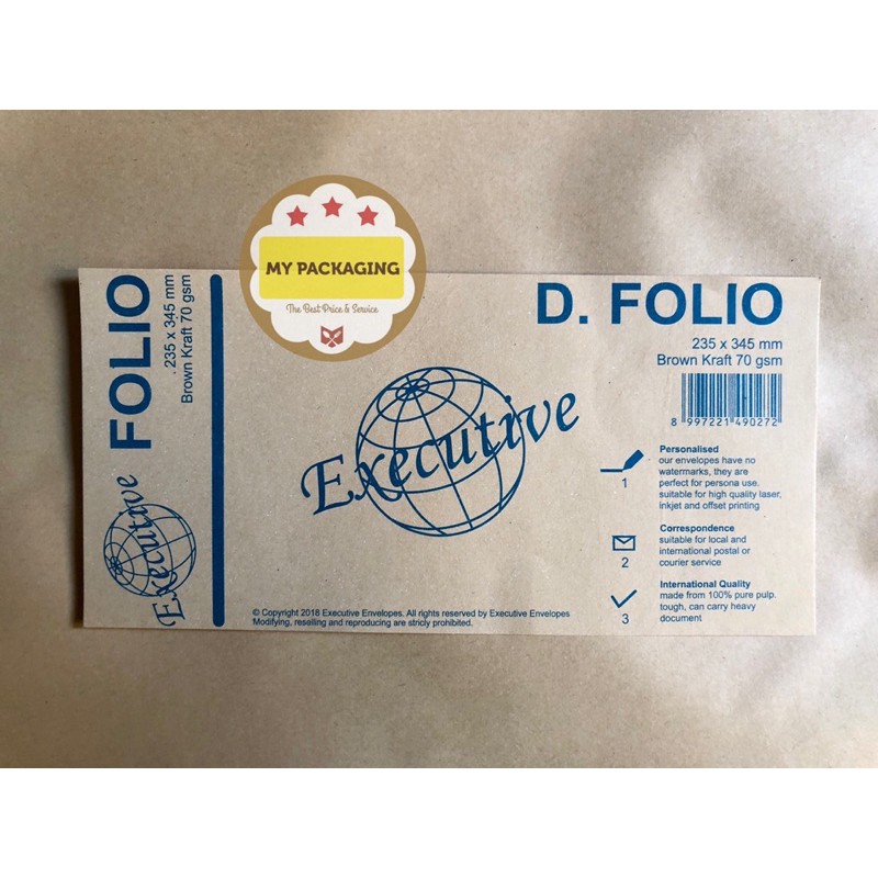 Amplop Coklat Ukuran Folio (1Pack Isi 100pcs)