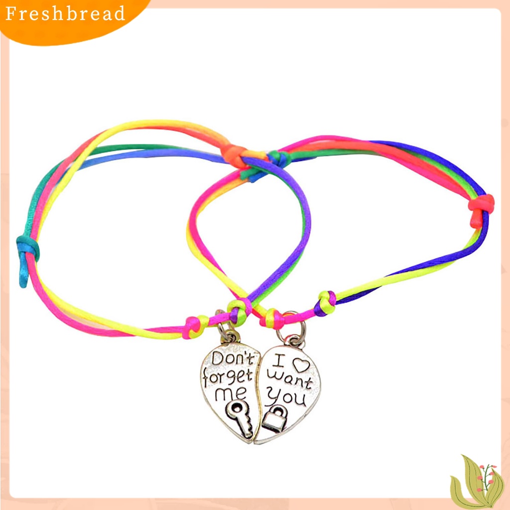 ?Fresh?? 2Pcs Gelang Tangan Wanita Model Kembaran Liontin Hati Ukiran Huruf Best Friends