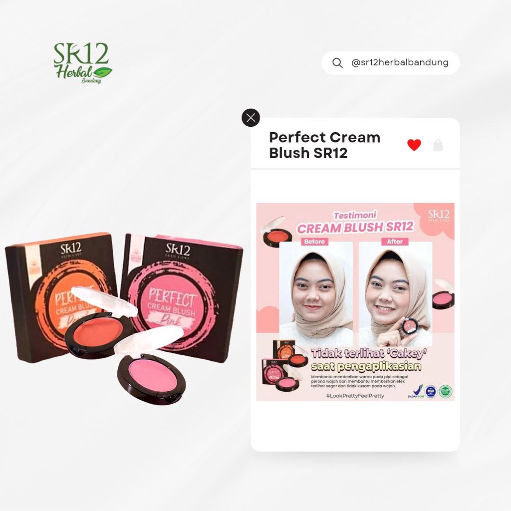 Blush On Sempurna Perfect Cream Blush Pewarna Pipi Segar dan Bercahaya Blush On Padat