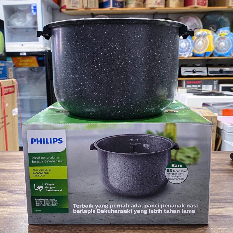 Philips Inner Pot/ Teflon Philip Rice Cooker Bakuhanseki Untuk HD4515 Digital HD3111/30 PANCI PHILIPS HD3110/33 Inner Pot Panci 2L 4515 1.8L Bakuhanseki HD3138 3132 3131 3129 3128 3127 3119 3118 3053 3110 4515