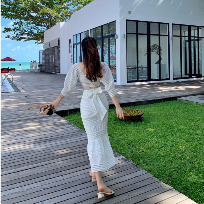 Oneset Gaun Import PREMIUM Style Korea Dress Putih Panjang Kasual Wanita