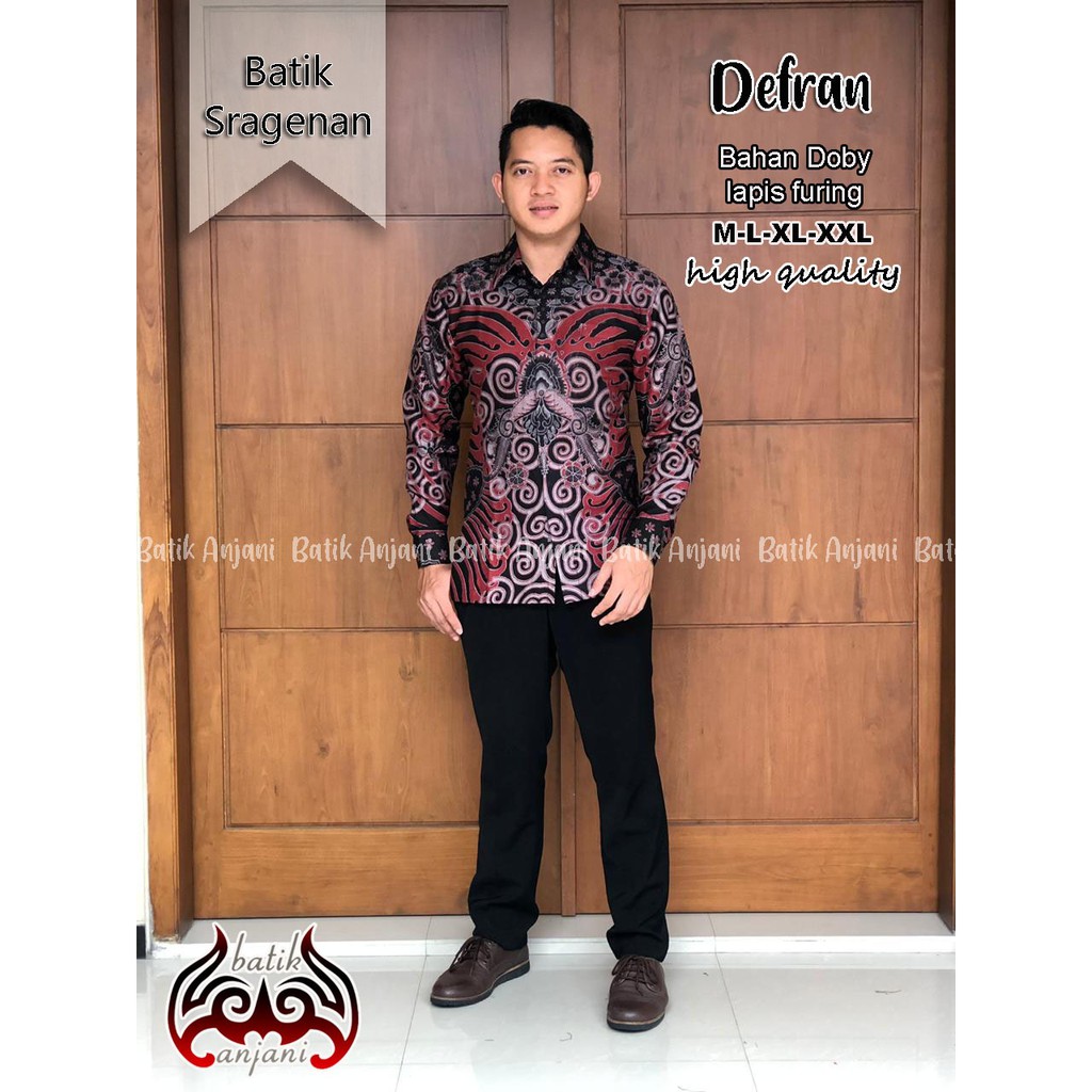 DEFRAN ANJANI KEMEJA BATIK SOLO PRIA LENGAN PANJANG LAPIS FURING ATASAN BATIK PREMIUM MODERN KATUN HALUS  KURFA SOGAN HARJA NAVY NOGO MERAH GRAHA LASEM NAKULA  GANDEWA 2 MAHESWARA PEKSI LAWASAN PEKSI LASEM GURDHO PARI GURDHO PARI 2 NOGO BLUE CENDRAWASIH