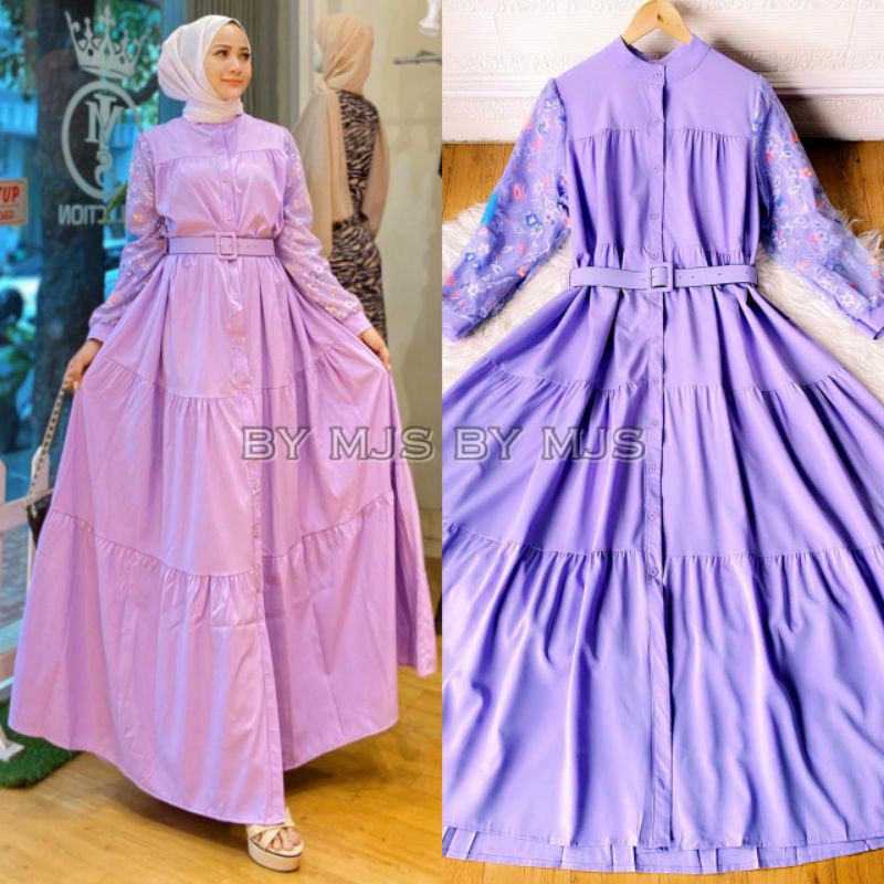 DRESS AUDREY DRESS POLOS LENGAN APLIKASI TILE