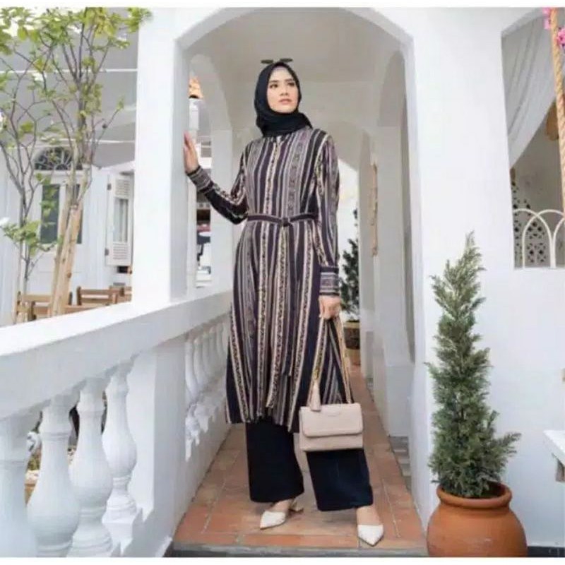 Long Tunik Motif Etnik Rayon