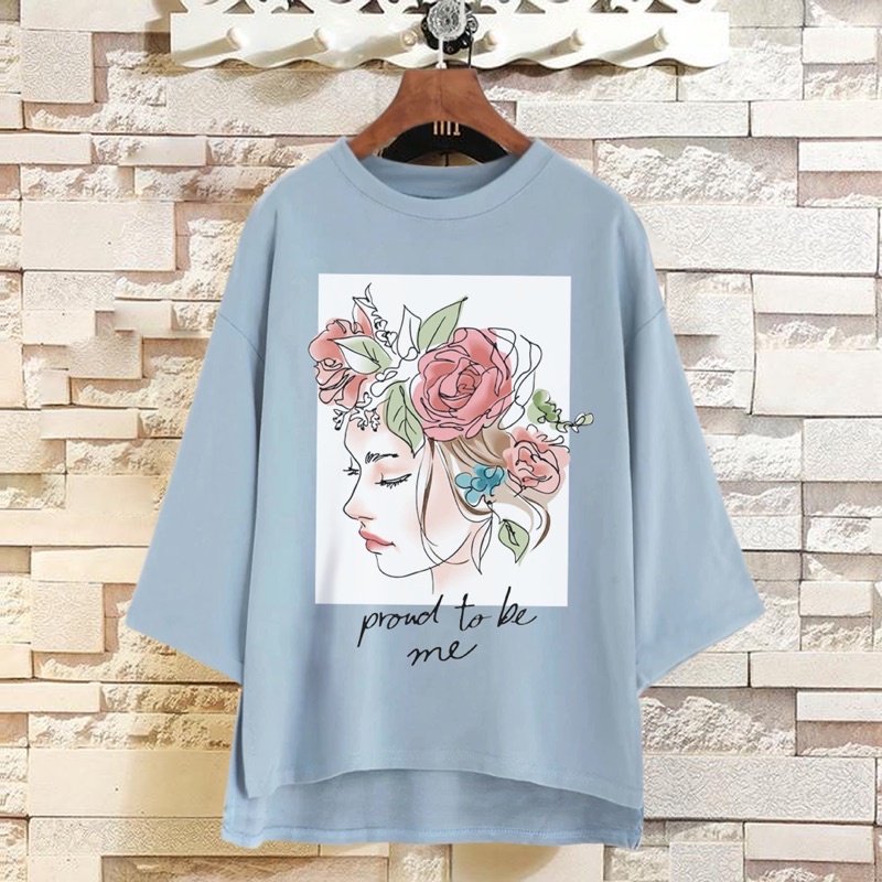 PUFFY_ID Kaos tunik oversize lengan 3/4 PROOF TO BE ME atasan wanita oversize