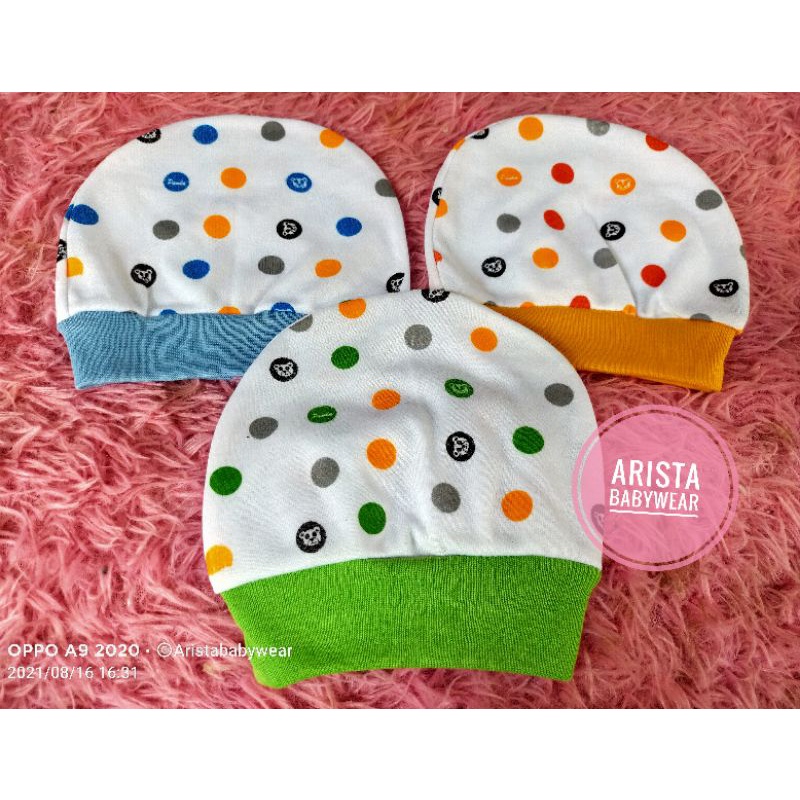 TOPI/KUPLUK BABY NEWBORN POLKADOT (PAKET 3PCS)