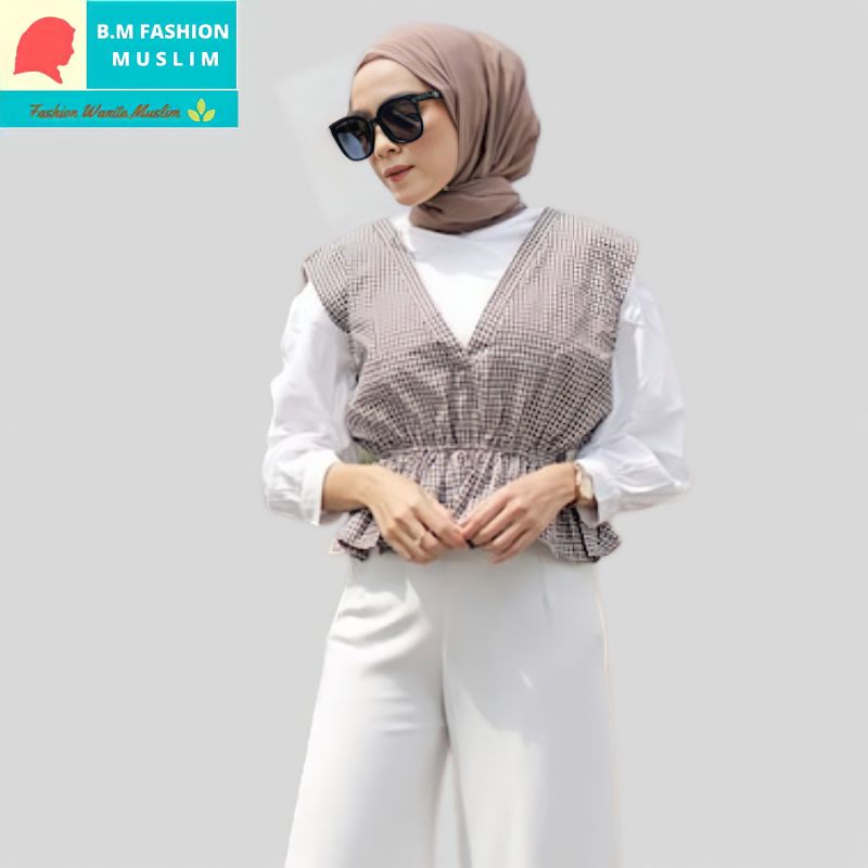 Outer Vest Rompi Wanita Kekinian/Baju Atasan Muslim/OOTD Hijab/Outfit Casual Premium