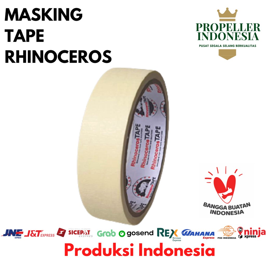 Lakban Kertas Masking Tape RHINOCEROS Tape Putih 24mm x 10m