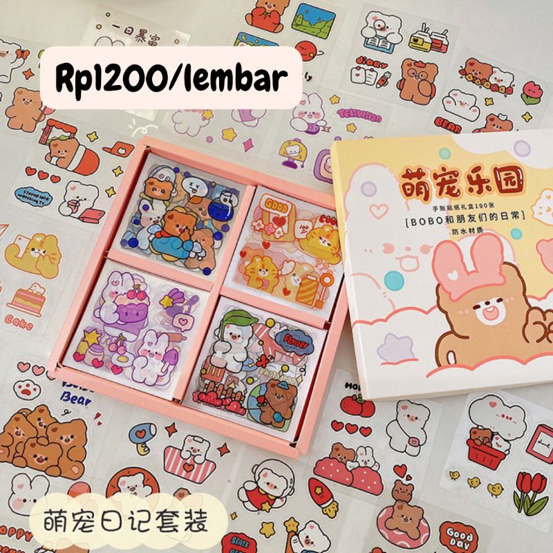 

1 Lembar Sticker Deco Cutie Animal Series Transparan PVC Tumblr Journal Scrapbook