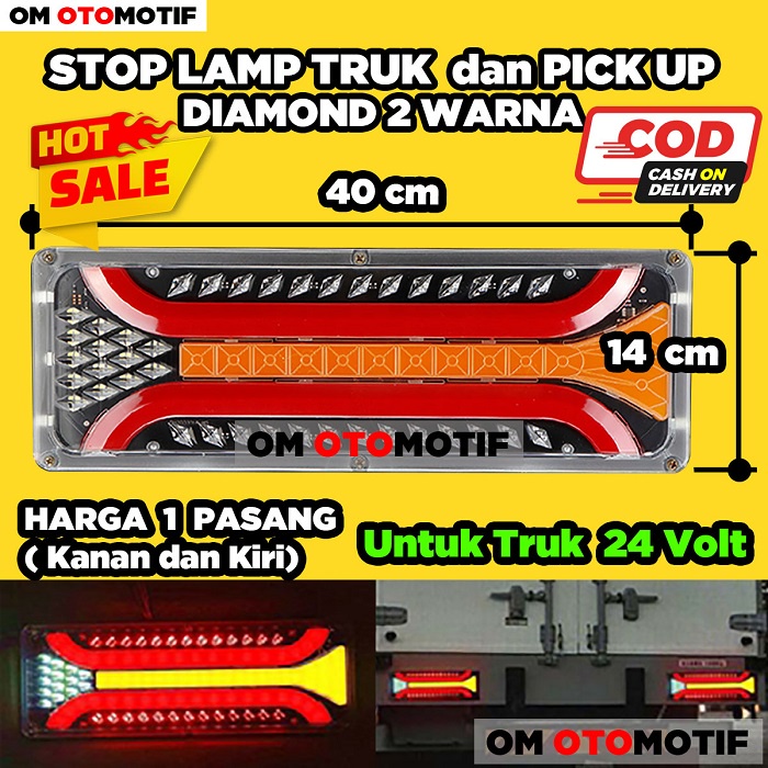 lampu stoplamp variasi mobil truck truk led let   sen sein rem belakang running diamond st2423 fogla
